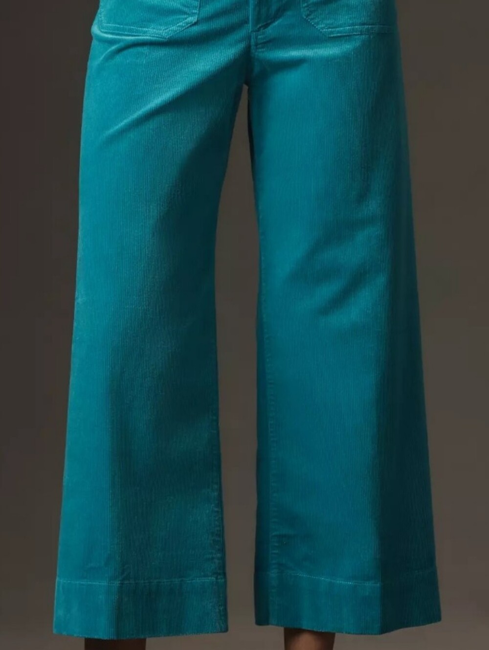 Anthropologie The Collette Teal Wide-Leg Crop Corduroy Pants